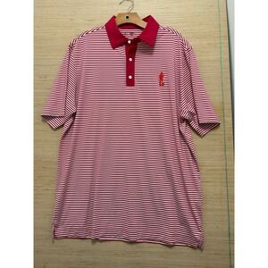 USAG Golf‎ Polo Shirt Red White Stripe Embroidered Golfer Mens XL